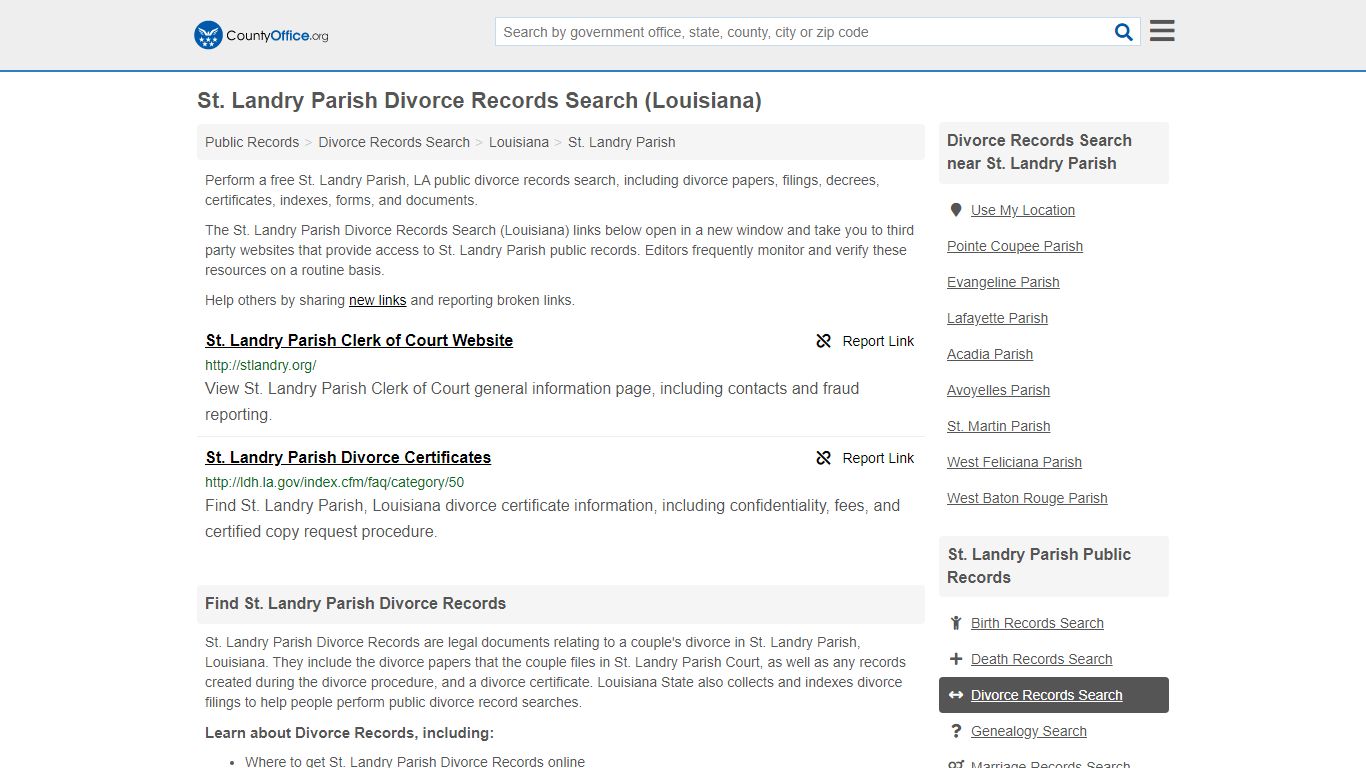 Divorce Records Search - St. Landry Parish, LA (Divorce ...